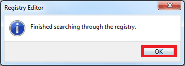 Windows Registry Search Finished